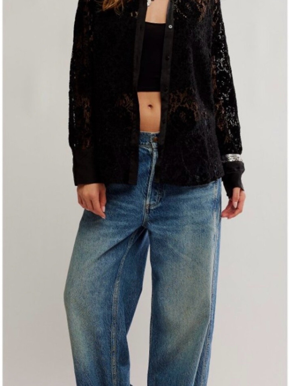 NWT Free People Button Down Lace Top - Picture 6 of 6